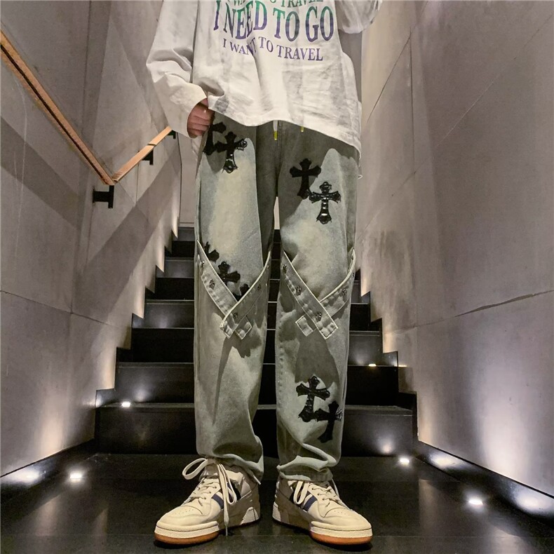 美式牛仔裤男春秋新款休闲直筒裤KJ48P45,男装牛仔裤,星座1116-2
