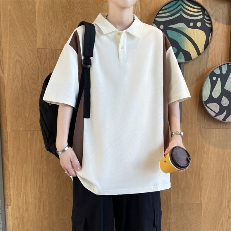 25070-特P60港风宽松翻领短袖POLO衫夏季时尚休闲T恤男打底衫,男装Polo衫,电商D310B