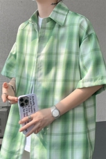 8XL-M格子短袖衬衫男夏季薄款DK制服衬衣JK学院风半袖外套DC28004，男装T恤，电商B312