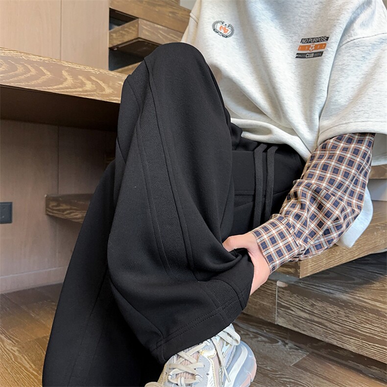 K25101批45控68秋季美式弯刀裤罗纹拼接休闲裤百搭长裤子男裤，男装休闲裤，电商D229A