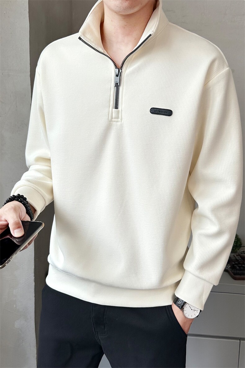 立领半拉链卫衣男士春秋潮牌运动款重磅小标套头衫上衣服W907-P75,男装卫衣,电商A237