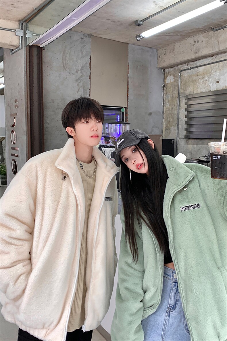 D3124-TP95控价138新款仿兔毛绒情侣外套冬季时尚纯色棉衣男女,男装棉衣,电商A102-1