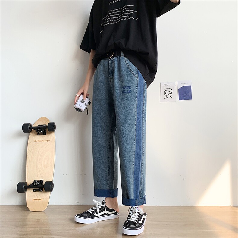 九分牛仔裤男潮牌宽松韩版潮流夏季直筒休闲阔腿男生裤子K806-P45,男装牛仔裤,电商A318