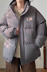 已注册拼三条杠宽松情侣男女面包服羽绒棉连帽棉衣C408M1203P100，男装棉衣，电商C408(原B339-1)