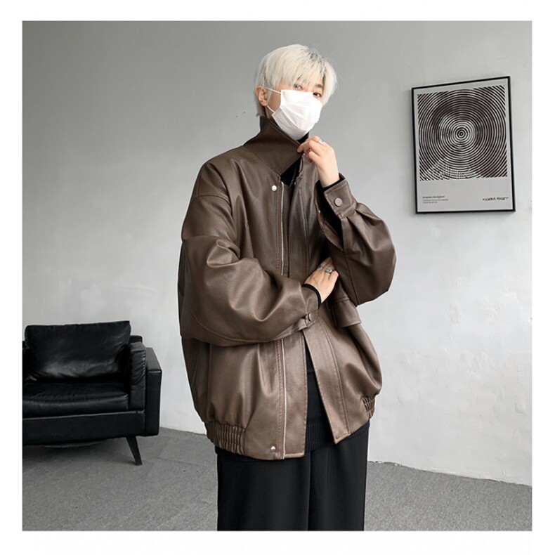 8XL-M皮衣外套男港风复古美式加绒加厚皮夹克机车PY858P95控128,男装皮衣,电商D206-1