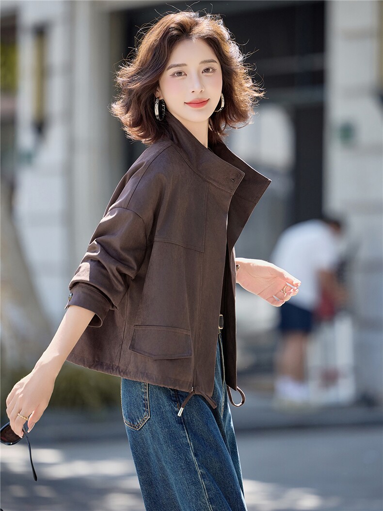 复古时尚休闲立领短款外套女2026早春新款高级感气质百搭夹克上衣,女装短外套,梦懿尔