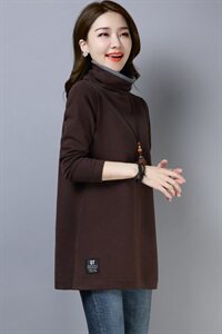 2020年秋季新款加绒加厚高领卫衣女中长款秋冬打底衫上衣服图片