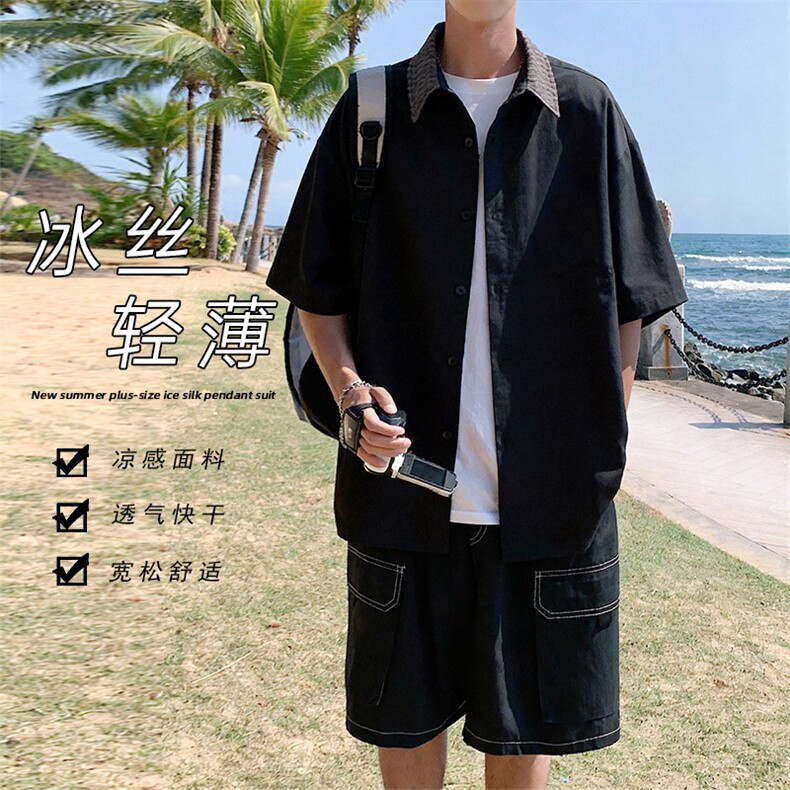 2026夏季新款冰感冰丝领口拼接短袖衬衫CD6414-特P30建议零售价78图片
