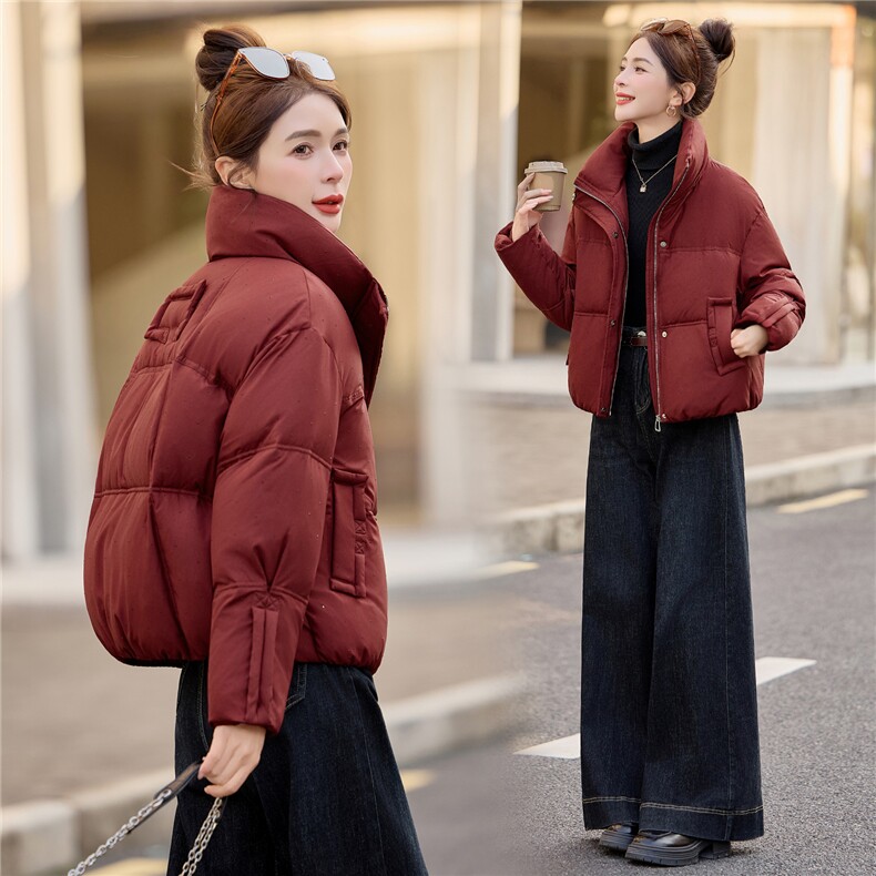 时尚烫钻立领白鸭绒羽绒服女2025冬新款加厚保暖，女装羽绒服，余墨