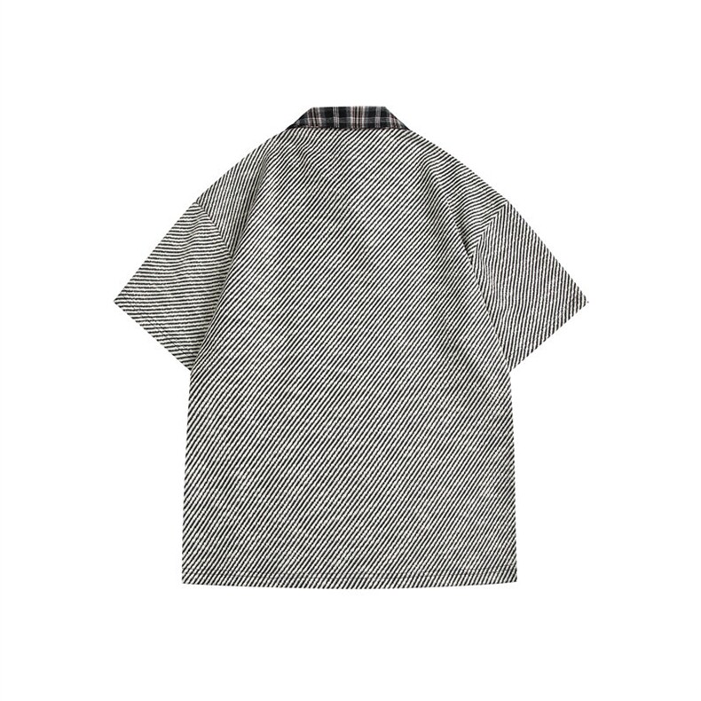 夏季美式潮牌格子内衬翻领舒适亲肤宽松大码POLO衬衫PL702-P45,男装Polo衫,电商B306