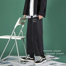 主推秋冬心电图牛仔裤宽松直筒老爹裤X715NZ007批45控68，男装牛仔裤，星座715