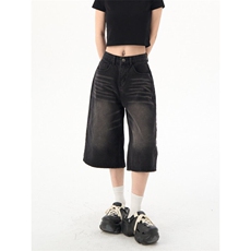 2399-P42辣妹美式复古七分牛仔裤女夏季宽松百搭直筒显瘦裤，女装休闲裤，电商A306A