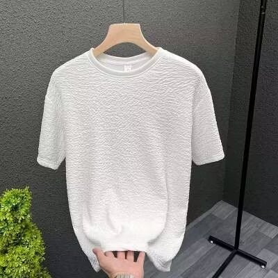 夏季设计感小众泡泡短袖T恤男宽松休闲华夫格体恤上衣服薄,男装T恤,星座1013