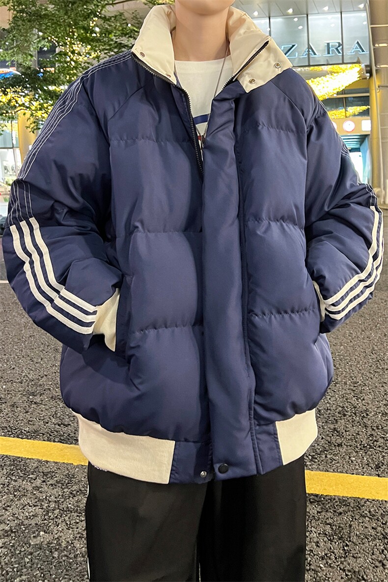 8XL-M三道杠韩系拼接立领加厚棉服三条杠棉衣面包服外套MY1706P98,男装棉衣,电商D206-1