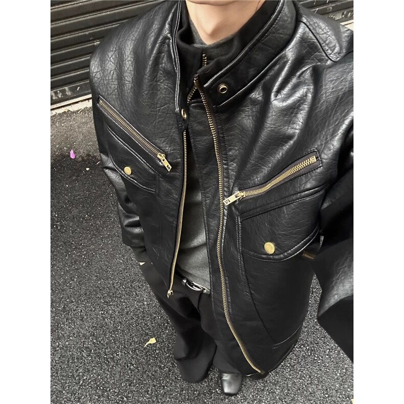 有货。皮衣美式高街帅气百搭W6921-P115,男装皮衣,星座412-3