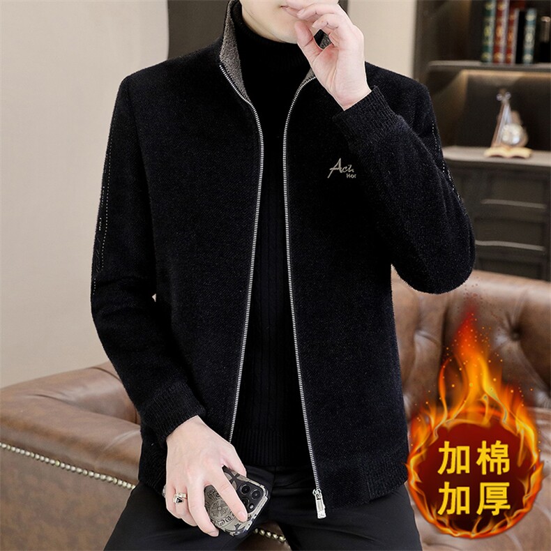 现货主推立领加棉加厚毛呢大衣韩版夹克外套上衣男A67P145图片