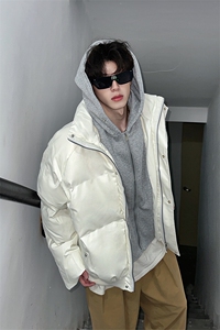 405A  美式高街个性连帽设计假两件pu皮棉服   MY24920-P158控188图片