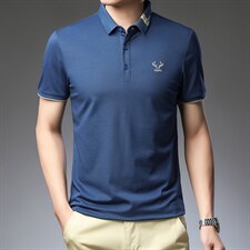 2022纯棉短袖t恤男士夏季冰丝薄款半袖体恤商务纯色翻领polo衫P53，男装T恤，钱塘6003A(原)4033A