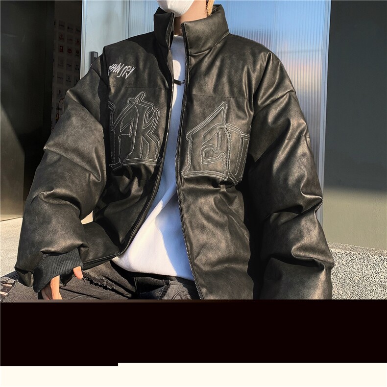做旧棉服男2024冬潮牌设计感时尚压褶潮流情侣棉衣外套MF296-P108,男装棉衣,星座412-2