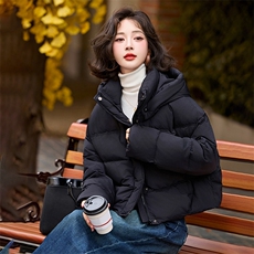 洋气超好看小个子短款羽绒服女2025冬季宽松连帽白鸭绒面包服外套，女装羽绒服，姿衣坊