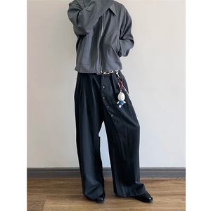 高街排扣设计感西裤男夏美式冰丝休闲裤潮牌垂感裤子ZYA362-P42图片