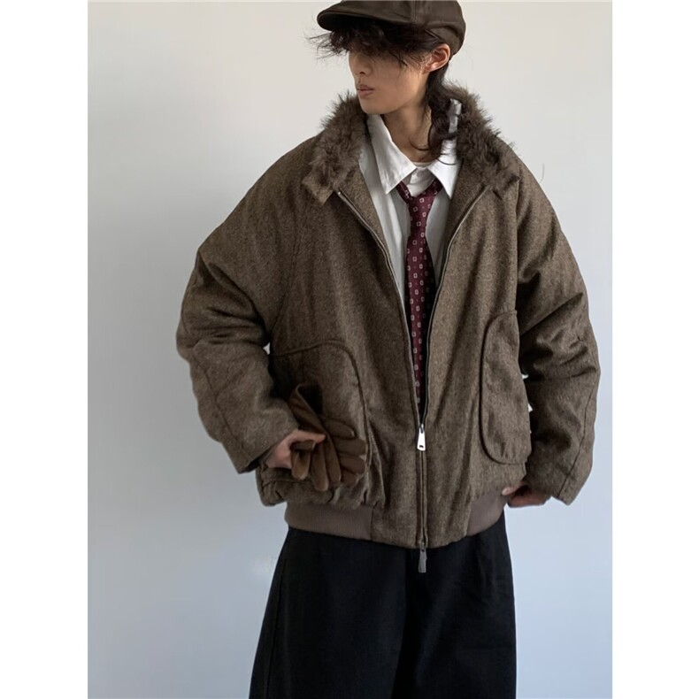 美式复古老钱风千鸟格褶皱休闲裤男女西裤SH907P53,男装西裤,星座1112-1