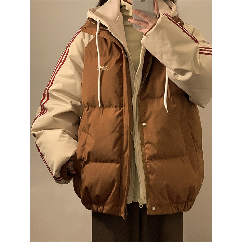 冬季新款韩版假两件宽松大码加厚棉衣外套XZ102B-1-M6636P125图片