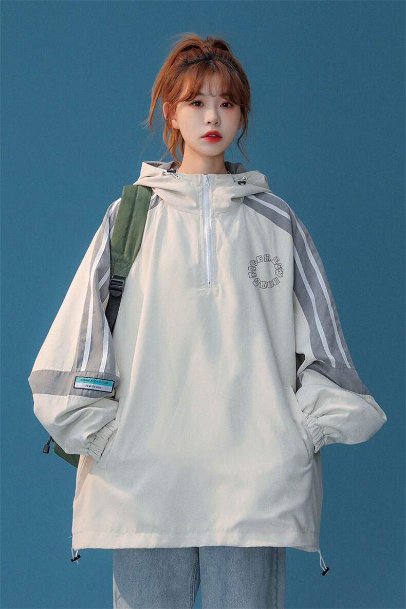 中性风2026新款设计感半拉链连帽冲锋衣夹克JK638P65控88,男装夹克,A247A