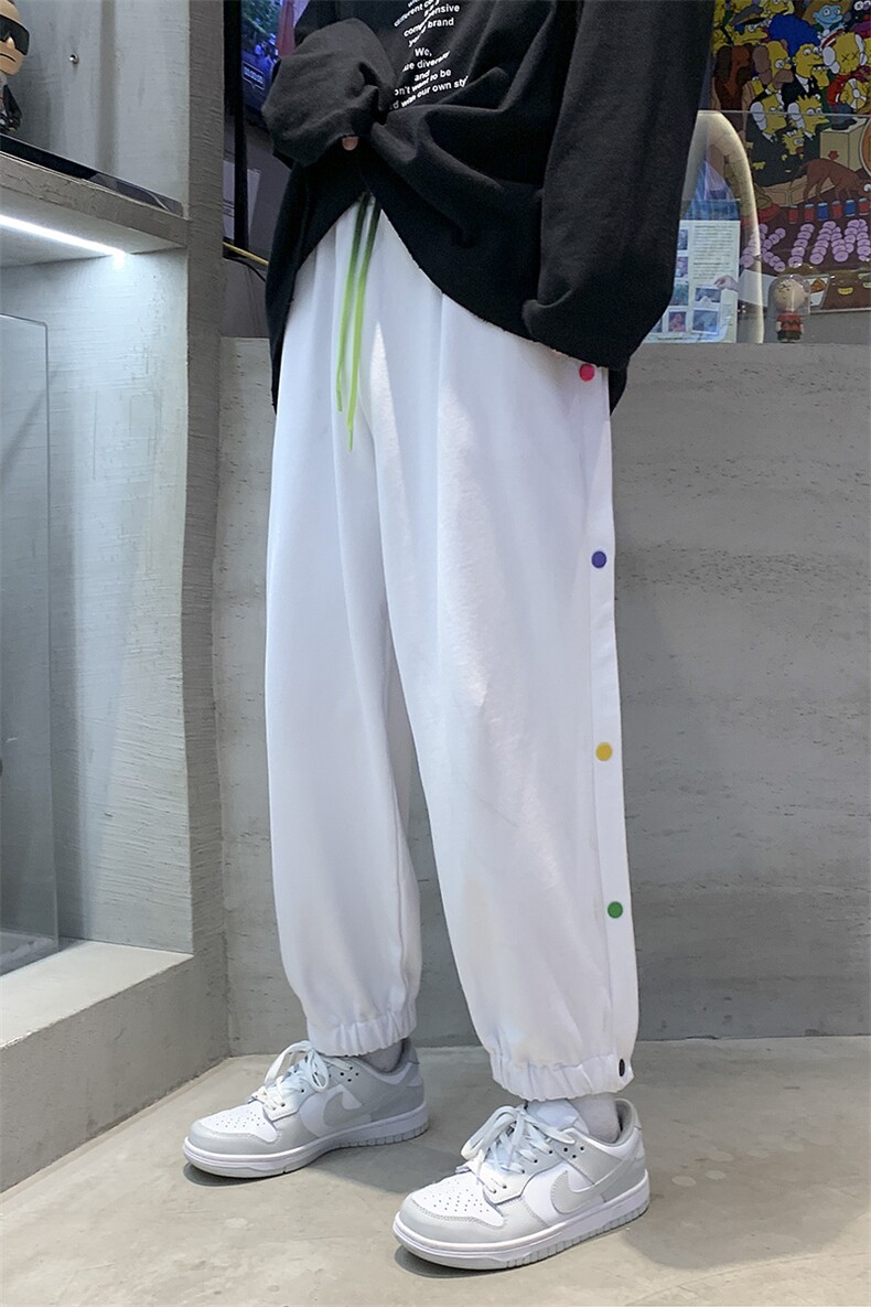 休闲裤男秋韩版排扣阔腿裤港风潮牌宽松束脚裤A125-DK911-P50,男装休闲裤,电商A125