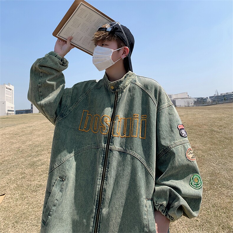美式机车复古做旧vintage牛仔外套男女秋款刺绣情侣夹克宽松潮牌,男装夹克,星座505-2（原电商A260-1)