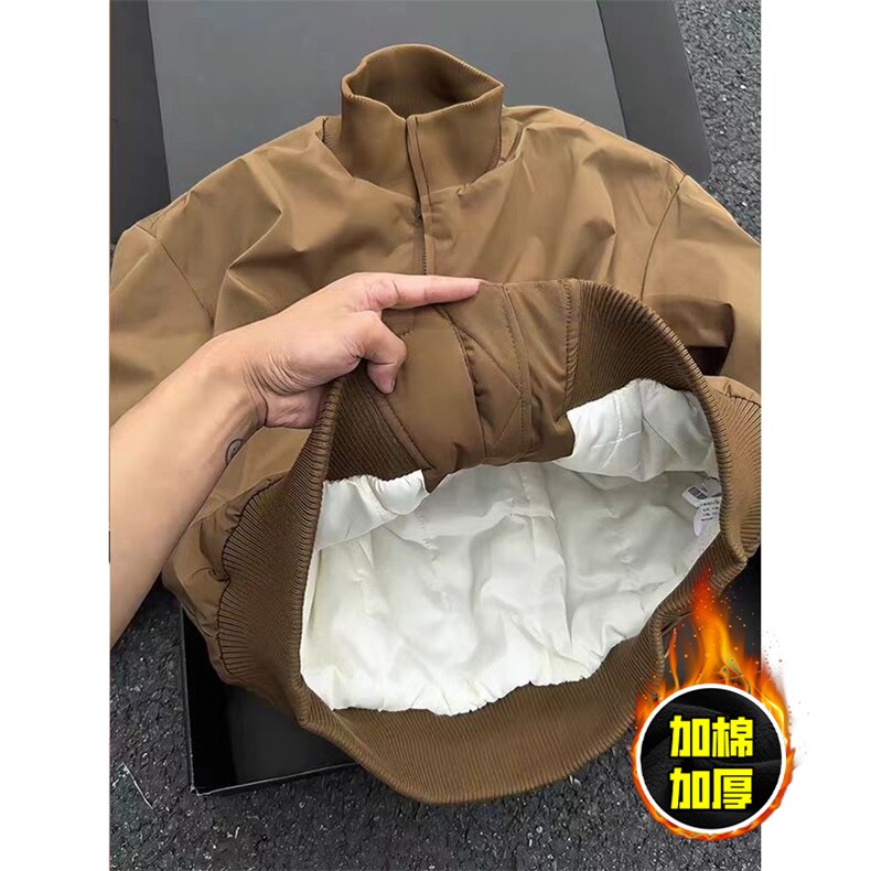 现货冬季美拉德立领飞行夹克廓形高街棒球服加棉加厚棉衣外套,男装夹克,电商A486-1