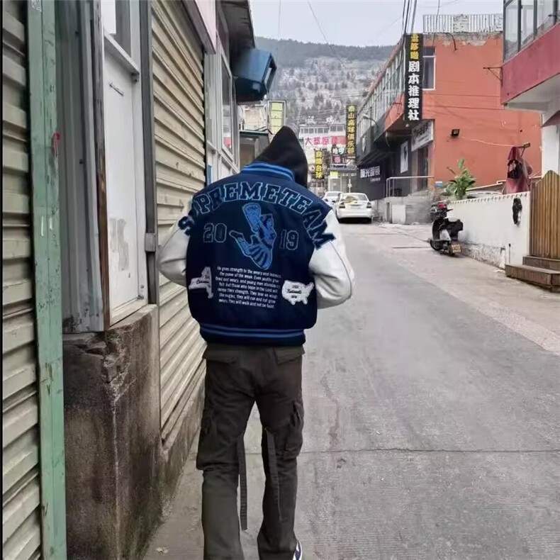 美式棒球服外套男春秋季新款洋气立领设计感宽松学生夹克上衣,男装夹克,四季星座505