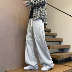 美式直筒休闲裤子男春季新款潮牌宽松垂感阔腿拖地长裤KZ638-P50，男装休闲裤，星座308B-2