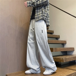 美式直筒休闲裤子男春季新款潮牌宽松垂感阔腿拖地长裤KZ638-P50图片