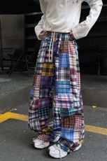 8XL-M美式废土风拼接裤痞帅阔腿裤嘻哈宽松休闲裤男K9125P58控78，男装休闲裤，电商D206-1