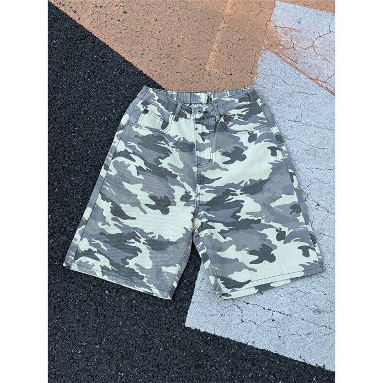 现货 夏季迷彩工装宽松阔腿直筒五分休闲短裤男 K5916-特P35 控59图片