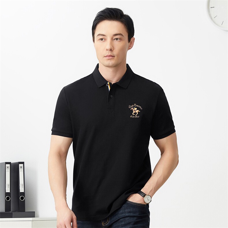 夏季高端新款男士短袖T恤中年商务休闲宽松免烫翻领Polo衫男半袖,男装T恤,电商B212（原钱塘6029）