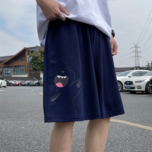 可爱小熊冰丝运动短裤男潮牌ins夏季薄款裤子男韩版潮流宽松大码图片