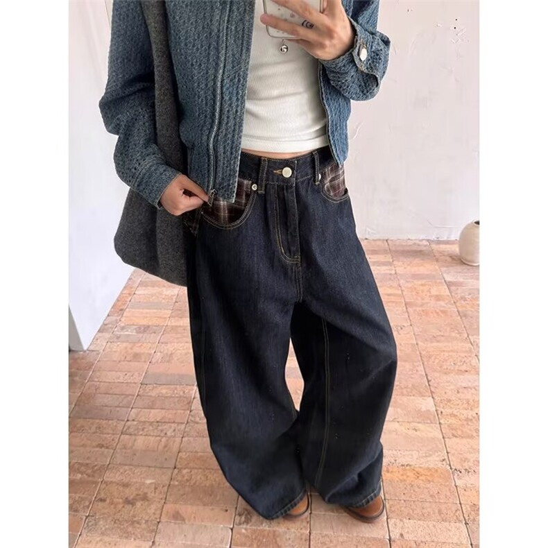 美式复古直筒宽松牛仔裤男女百搭vibe休闲阔腿长裤百搭LB1922-P55图片