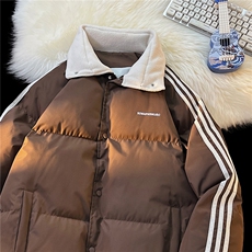 主推港风摇粒绒拼接情侣装棉衣宽松棉服男女冬装外套G1072P118，男装棉衣，电商A339