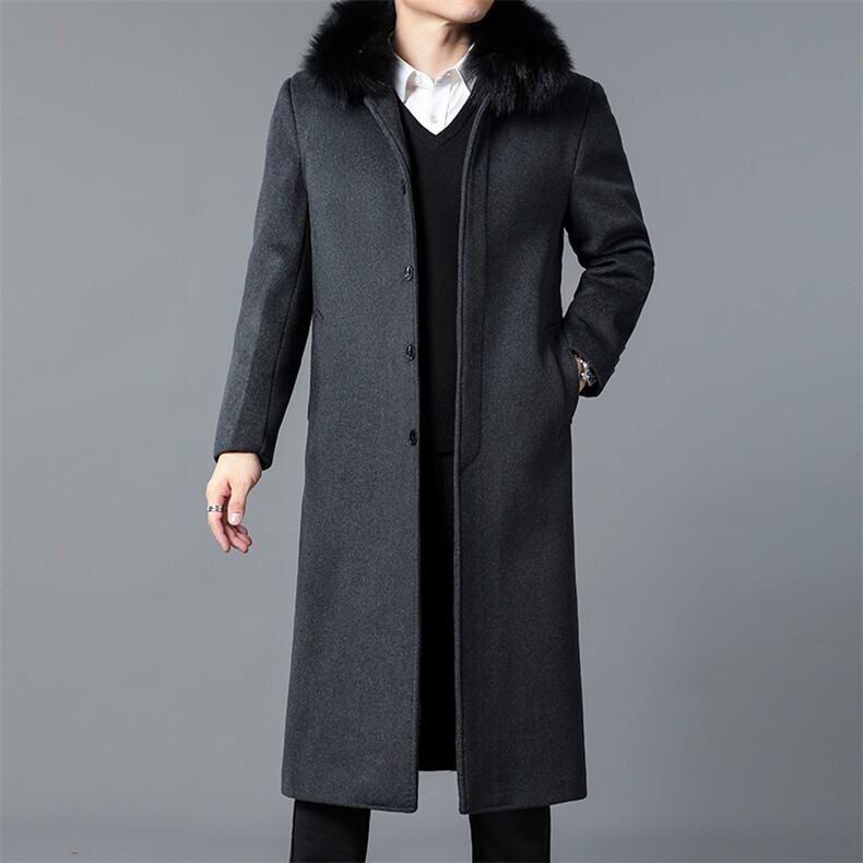 DZ6602钱塘2020-3冬季厚款商务休闲长款中年男士毛呢大衣P190图片