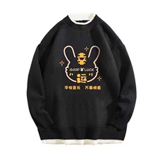 控78假两件毛衣男大码加绒针织衫男毛线衣M80297-P55加绒P70，男装针织衫/毛衣，电商A040A