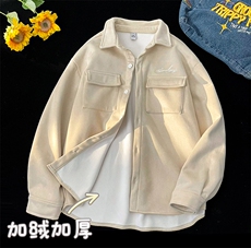 刺绣长袖衬衫男秋冬新款日系复古宽松衬衣外套，男装衬衫，电商A410