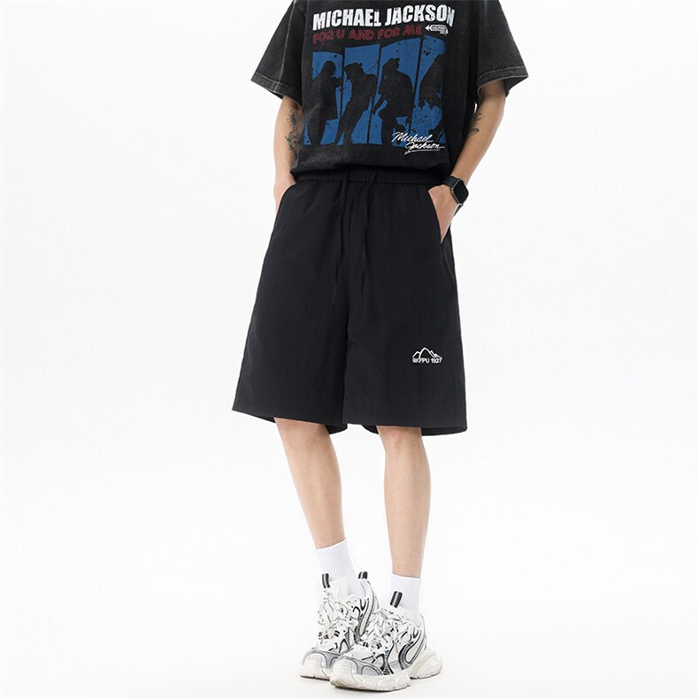 8XL-M 夏季凉感冰丝速干短裤男透气五分休闲裤宽松刺绣DK1537P35图片