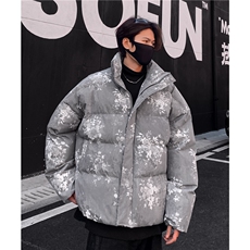 巴家扎染短款羽绒棉服男冬季宽松加厚棉衣潮男情侣立领面包服p98，男装棉衣，电商C307