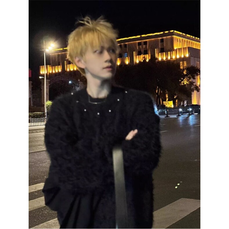 秋冬金属纽扣设计感针织衫纯色百搭男圆领保暖休闲毛衣LS055-p63,男装针织衫/毛衣,星座1008