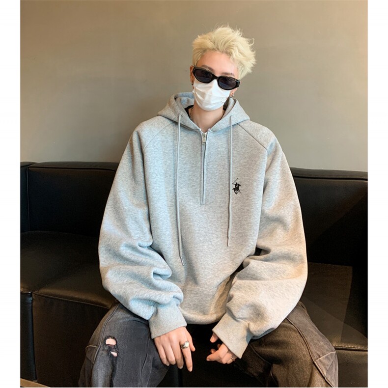 主推秋装重磅半拉链连帽中性情侣卫衣潮牌上衣外套男女G1097P68,女装短外套,电商A339