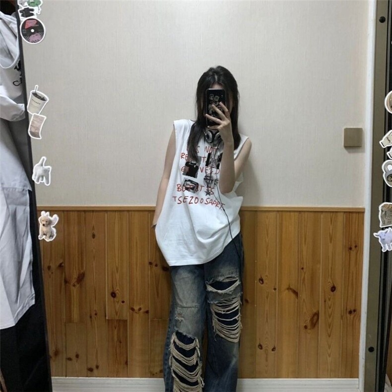 TB0665-P30男女同款可搭情侣宽松大码背心美式纯棉印花,男装背心/马甲,星座617A-2