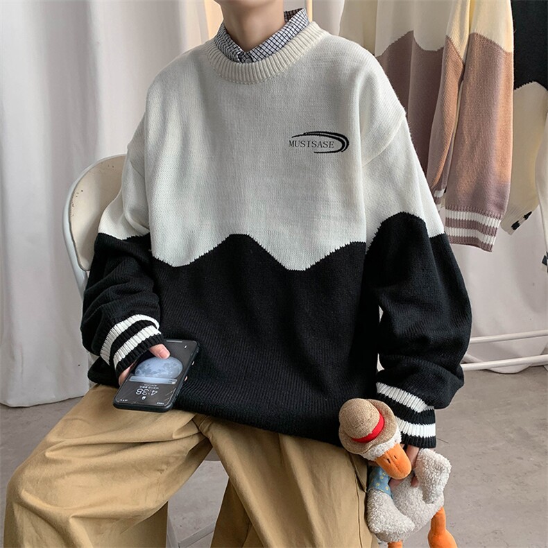 潮流百搭时尚圆领毛衣男港风休闲针织衫个性潮韩版毛衣M024-P40,男装针织衫/毛衣,星座512-2