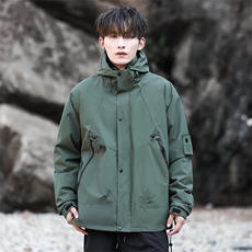 冲锋衣防水情侣款夹克连帽户外潮流休闲外套宽松A266-JK8014-P45，男装夹克，电商A266
